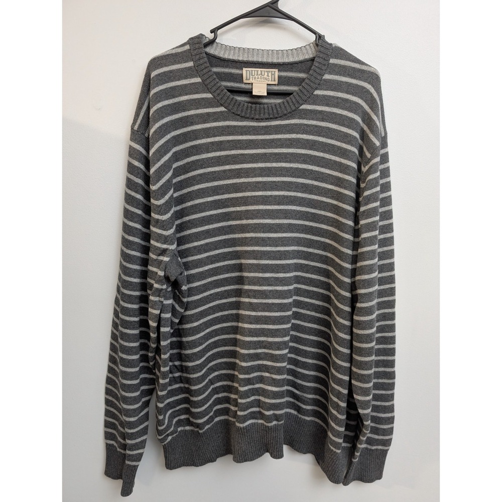 C9 to Duluth Trading Sweater Mens Gray Stripe Cotton Blend Pullover Size XXL